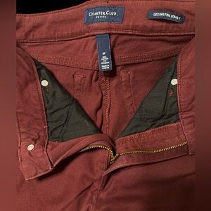 Charter Club Maroon Trousers with Gold Zipper
